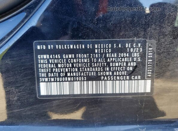 3VW7M7BU0RM019053 2024 VOLKSWAGEN JETTA Black Вид наклейки з VIN-кодом