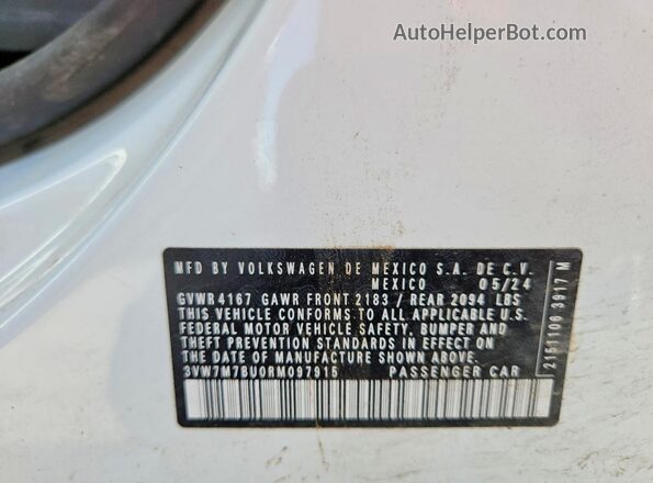 3VW7M7BU0RM097915 2024 VOLKSWAGEN JETTA White Vista del compartimento del motor