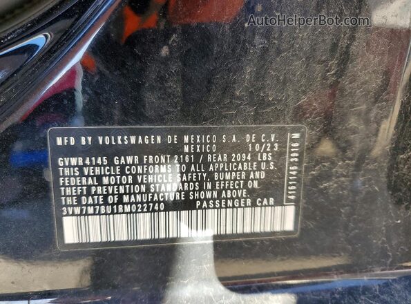 3VW7M7BU1RM022740 2024 VOLKSWAGEN JETTA Black VIN კოდის სტიკერის ხედი