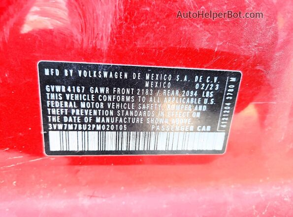 3VW7M7BU2PM020105 2023 VOLKSWAGEN JETTA Red Engine compartment view