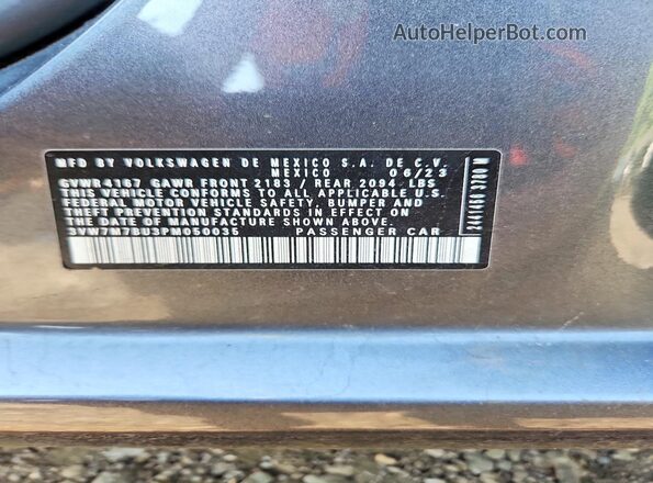 3VW7M7BU3PM050035 2023 VOLKSWAGEN JETTA Угольный Вид подкапотного пространства