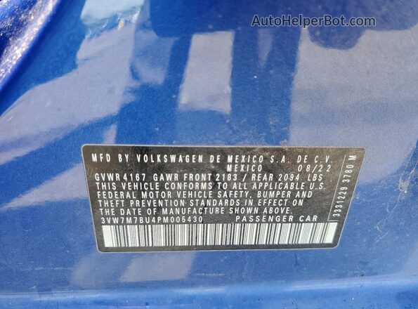 3VW7M7BU4PM005430 2023 VOLKSWAGEN JETTA Blue Widok komory silnika