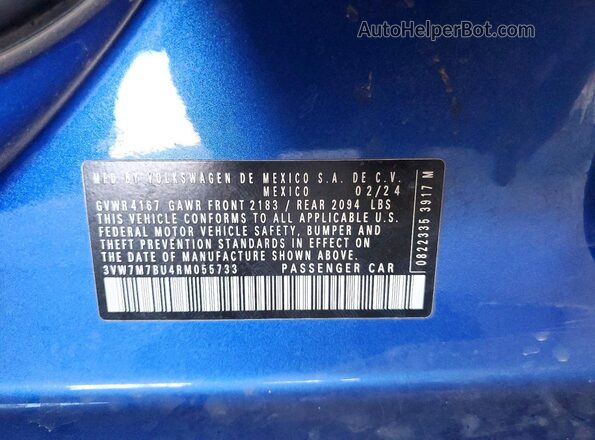 3VW7M7BU4RM055733 2024 VOLKSWAGEN JETTA Синий Вид подкапотного пространства