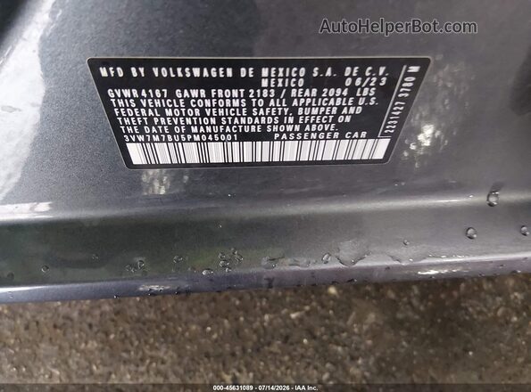3VW7M7BU5PM045001 2023 VOLKSWAGEN JETTA Gray Շարժիչի բաժամունքի տեսք