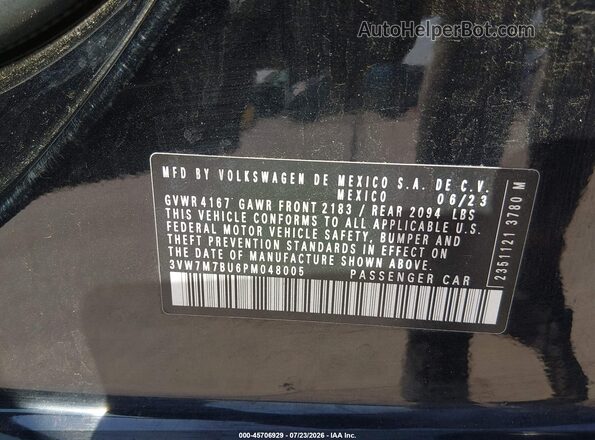 3VW7M7BU6PM048005 2023 VOLKSWAGEN JETTA Black Widok komory silnika