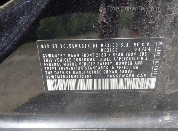 3VW7M7BU7RM072204 2024 VOLKSWAGEN JETTA Черный Вид подкапотного пространства