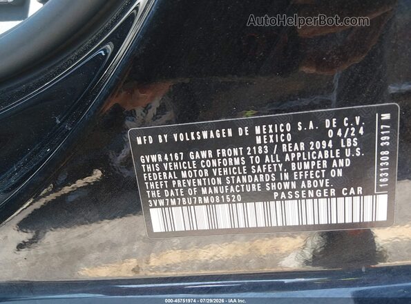 3VW7M7BU7RM081520 2024 VOLKSWAGEN JETTA Black Շարժիչի բաժամունքի տեսք