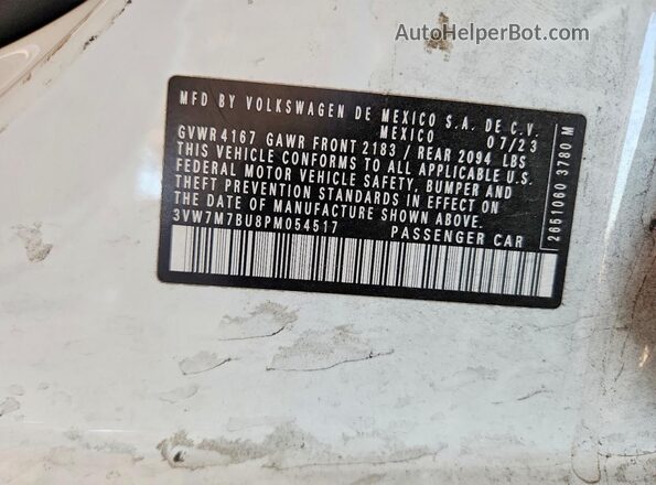 3VW7M7BU8PM054517 2023 VOLKSWAGEN JETTA White Вид підкапотного простору