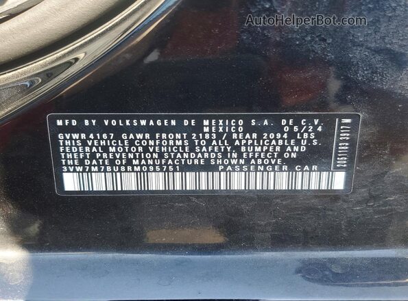 3VW7M7BU8RM095751 2024 VOLKSWAGEN JETTA Черный Вид наклейки с VIN-кодом