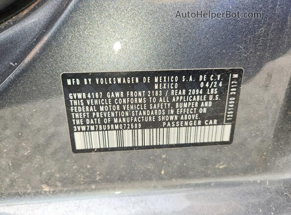 3VW7M7BU9RM072589 2024 VOLKSWAGEN JETTA Gray Engine compartment view