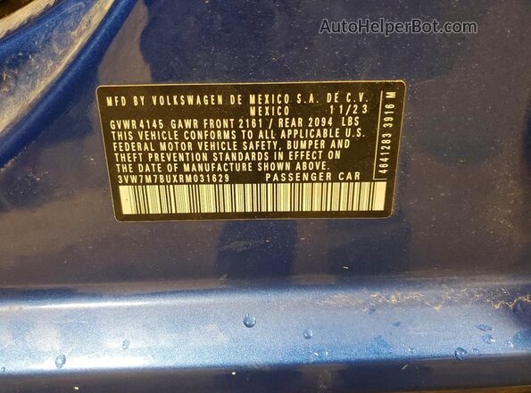 3VW7M7BUXRM031629 2024 VOLKSWAGEN JETTA Blue Engine compartment view