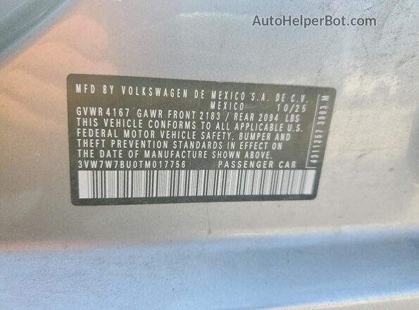 3VW7W7BU0TM017756 2026 VOLKSWAGEN JETTA Silver Engine compartment view