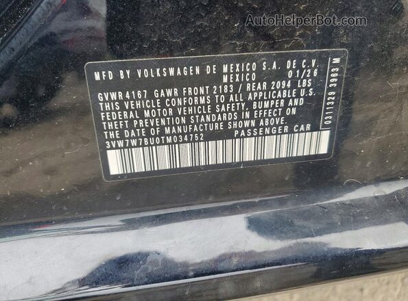 3VW7W7BU0TM034752 2026 VOLKSWAGEN JETTA Black Engine compartment view