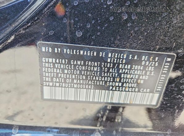 3VW7W7BU2TM005642 2026 VOLKSWAGEN JETTA Black VIN კოდის სტიკერის ხედი