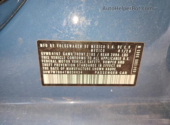 3VW7W7BU4TM036634 2026 VOLKSWAGEN JETTA Blue Вид підкапотного простору