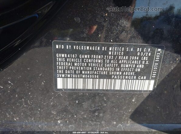 3VW7W7BUXTM049596 2026 VOLKSWAGEN JETTA Black Widok komory silnika