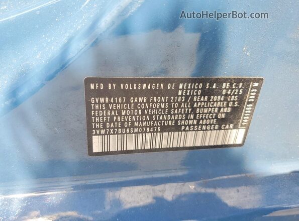 3VW7X7BU6SM078475 2025 VOLKSWAGEN JETTA Blue Engine compartment view