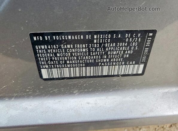 3VW7X7BUXSM090290 2025 VOLKSWAGEN JETTA Silver Вид підкапотного простору