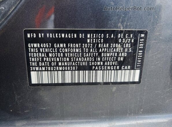 3VWAM7BU2RM068387 2024 VOLKSWAGEN JETTA Gray Вид підкапотного простору