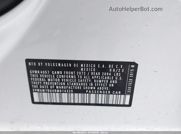 3VWAM7BU4RM014329 2024 VOLKSWAGEN JETTA White Engine compartment view