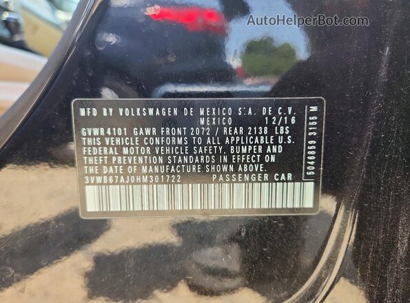 3VWB67AJ0HM301722 2017 VOLKSWAGEN JETTA Черный Вид подкапотного пространства