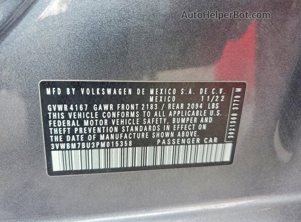 3VWBM7BU3PM015358 2023 VOLKSWAGEN JETTA Gray Vista del compartimento del motor