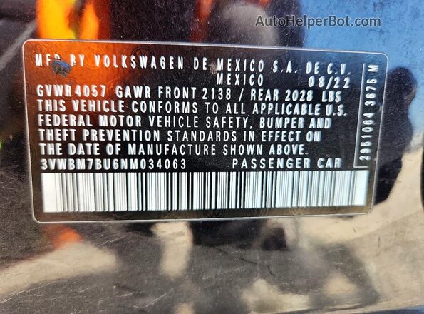 3VWBM7BU6NM034063 2022 VOLKSWAGEN JETTA Charcoal Widok komory silnika
