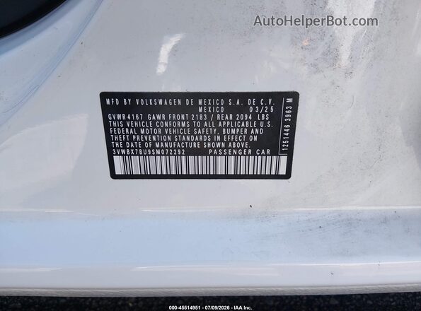 3VWBX7BU9SM072292 2025 VOLKSWAGEN JETTA Белый Вид подкапотного пространства