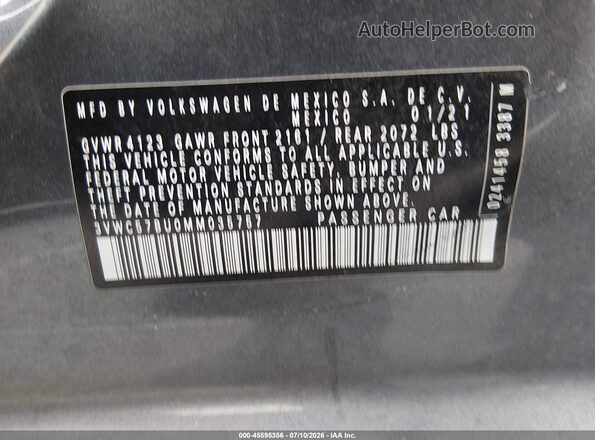 3VWC57BU0MM035757 2021 VOLKSWAGEN JETTA Gray Widok komory silnika