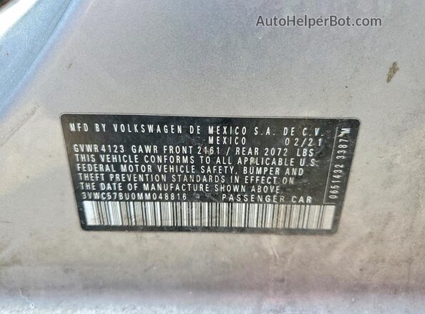 3VWC57BU0MM048816 2021 VOLKSWAGEN JETTA Серебряный Вид подкапотного пространства