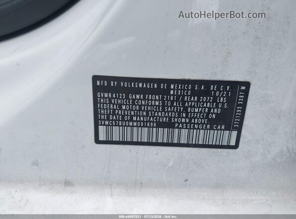 3VWC57BU0MM091696 2021 VOLKSWAGEN JETTA White Widok komory silnika