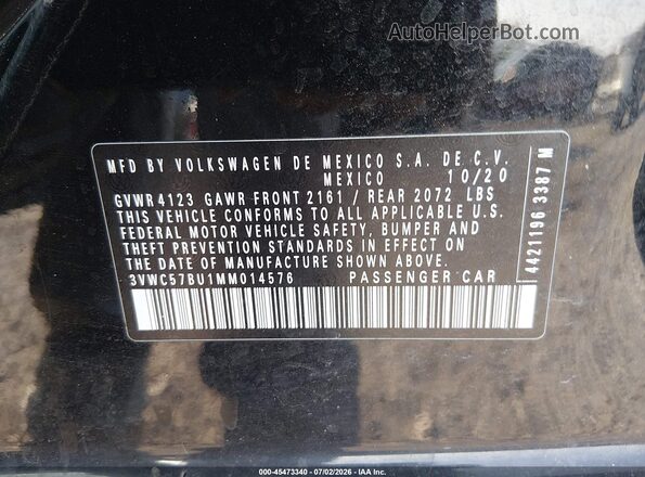 3VWC57BU1MM014576 2021 VOLKSWAGEN JETTA Черный Вид подкапотного пространства