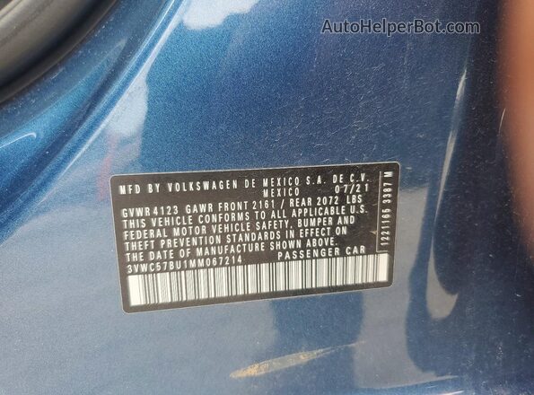 3VWC57BU1MM067214 2021 VOLKSWAGEN JETTA Blue Շարժիչի բաժամունքի տեսք