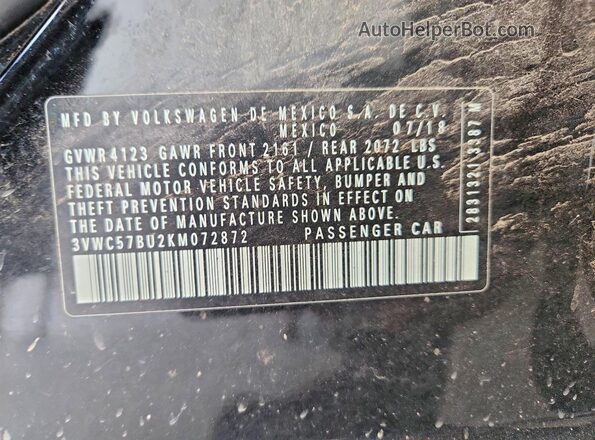 3VWC57BU2KM072872 2019 VOLKSWAGEN JETTA Black Widok komory silnika