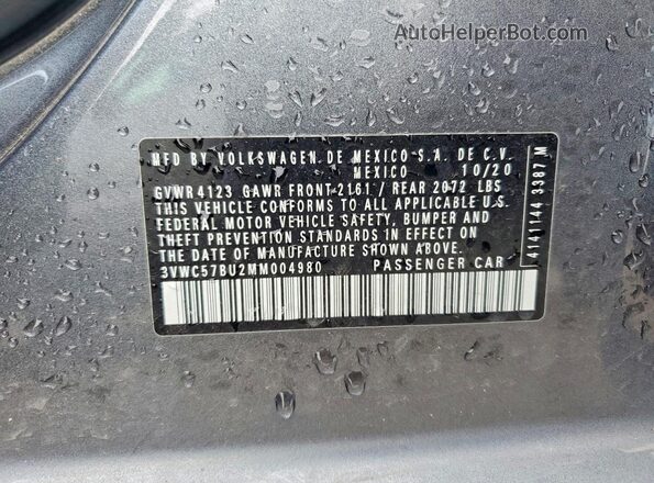 3VWC57BU2MM004980 2021 VOLKSWAGEN JETTA Серый Вид подкапотного пространства