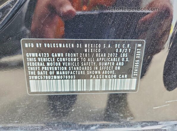 3VWC57BU2MM078903 2021 VOLKSWAGEN JETTA Black Widok komory silnika