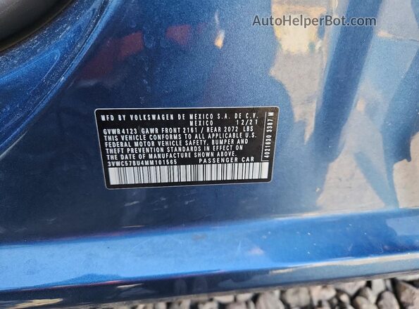 3VWC57BU4MM101565 2021 VOLKSWAGEN JETTA Blue Vista del compartimento del motor