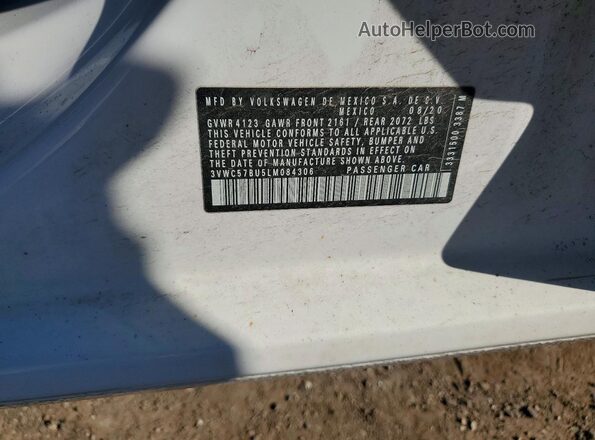3VWC57BU5LM084306 2020 VOLKSWAGEN JETTA Белый Вид подкапотного пространства