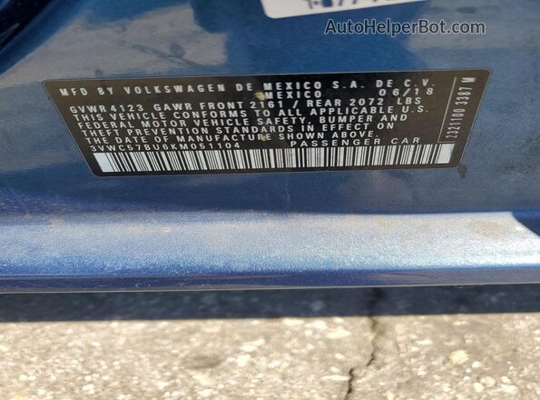 3VWC57BU6KM051104 2019 VOLKSWAGEN JETTA Синий Вид подкапотного пространства