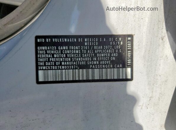 3VWC57BU7KM033971 2019 VOLKSWAGEN JETTA Серебряный Вид подкапотного пространства