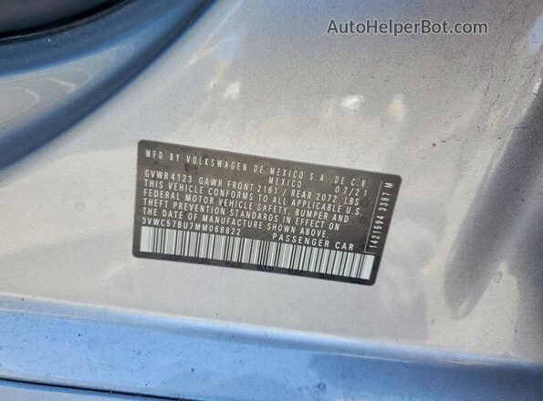 3VWC57BU7MM068822 2021 VOLKSWAGEN JETTA Silver VIN կոդի պիտակի տեսք