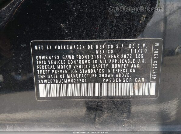 3VWC57BU8MM029284 2021 VOLKSWAGEN JETTA Black Vista del compartimento del motor