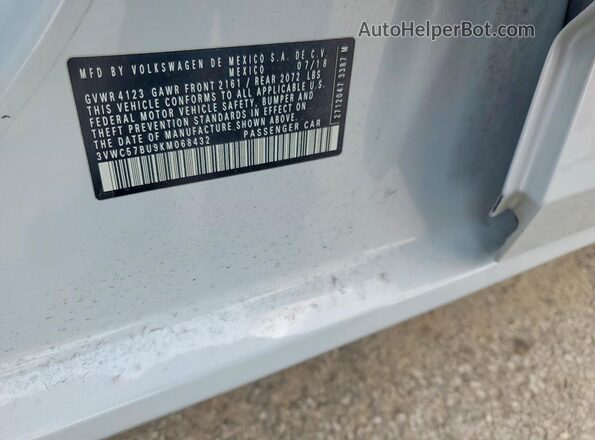 3VWC57BU9KM068432 2019 VOLKSWAGEN JETTA Белый Вид подкапотного пространства