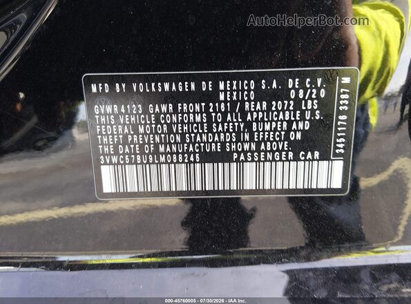 3VWC57BU9LM088245 2020 VOLKSWAGEN JETTA Black Вид підкапотного простору