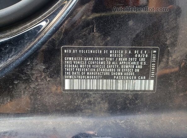 3VWC57BU9LM089377 2020 VOLKSWAGEN JETTA Black ძრავის განყოფილების ხედი