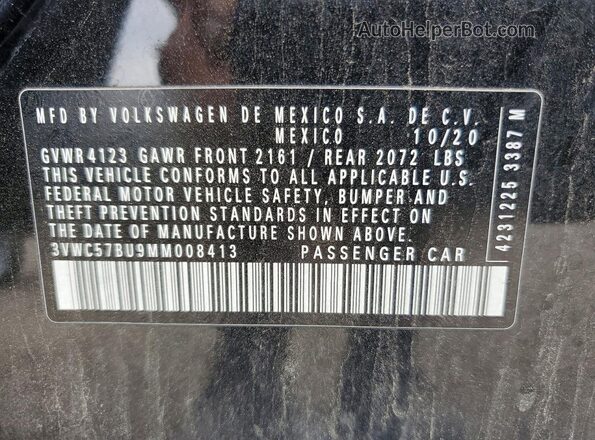 3VWC57BU9MM008413 2021 VOLKSWAGEN JETTA Black Engine compartment view