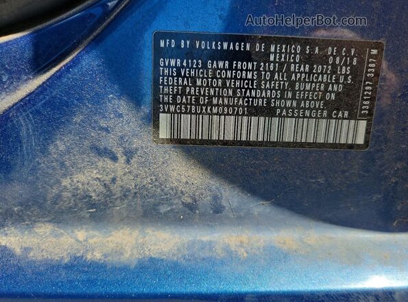 3VWC57BUXKM090701 2019 VOLKSWAGEN JETTA Blue Widok komory silnika