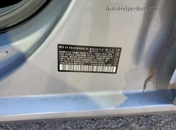 3VWCB7BU0LM014544 2020 VOLKSWAGEN JETTA Silver VIN sticker view