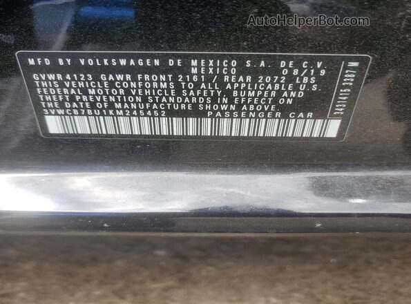 3VWCB7BU1KM245452 2019 VOLKSWAGEN JETTA Black Вид підкапотного простору
