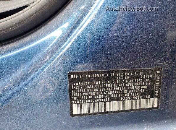 3VWCB7BU1LM033345 2020 VOLKSWAGEN JETTA Blue Engine compartment view